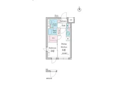 デュオメゾン都立大学(1DK/3階)の間取り写真