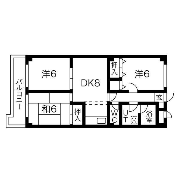 東長根1番館(3DK/4階)の間取り写真