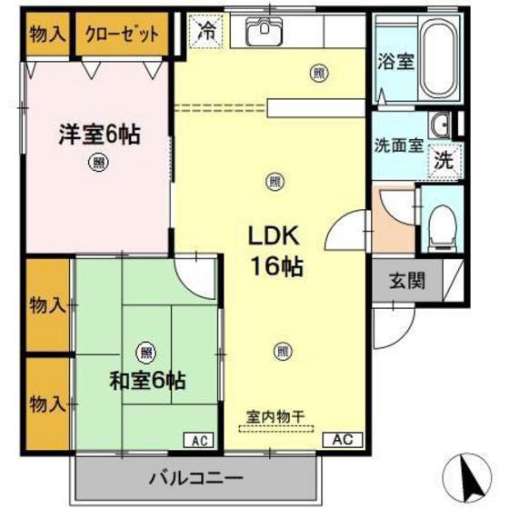 T.VILLAGE B(2LDK/1階)の間取り写真