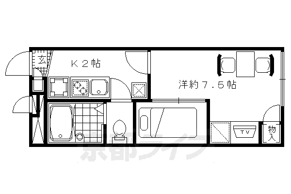 レオパレス蜂ヶ岡(1K/2階)の間取り写真