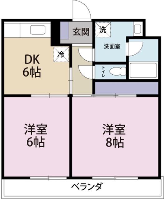 マンションレインボーII(2DK/3階)の間取り写真