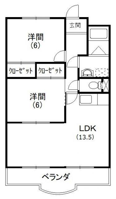 ロイヤルシティ高丘(2LDK/4階)の間取り写真