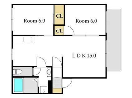 グランヴィア(2LDK/2階)の間取り写真
