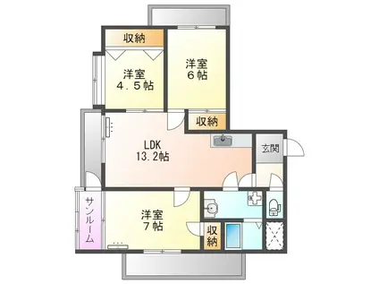 サクセス加賀(3LDK/6階)の間取り写真
