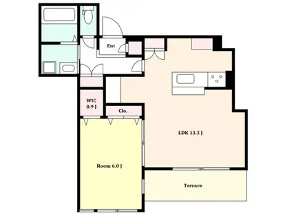 エストリラ旗の台(1LDK/1階)の間取り写真