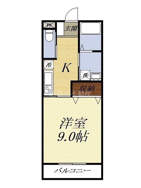 ハッピーベル(1K/2階)の間取り写真