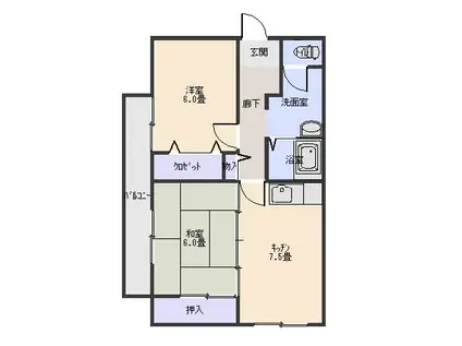 竹の内ビル(2DK/3階)の間取り写真