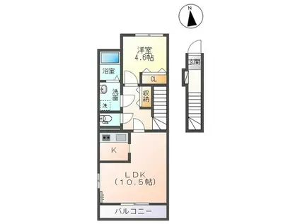 アリディファルコII(1LDK/2階)の間取り写真
