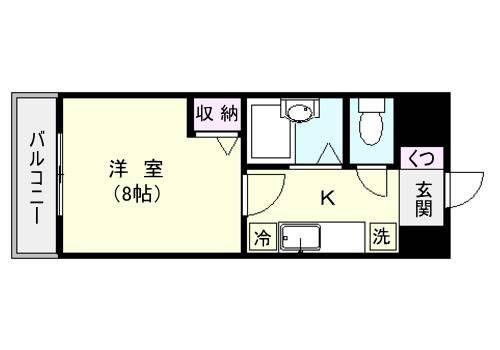 リバ-サイド・草牟田(1K/3階)の間取り写真