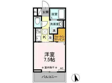 IK橋本(1K/1階)の間取り写真