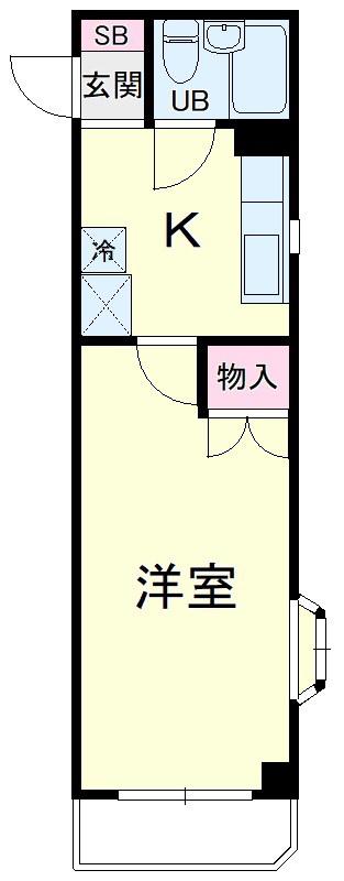 ハイツスバル(1K/3階)の間取り写真