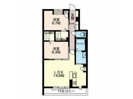 GRAND-LIVIE(2LDK/2階)の間取り写真