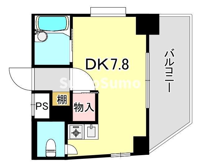 サンライズ長田(1K/6階)の間取り写真