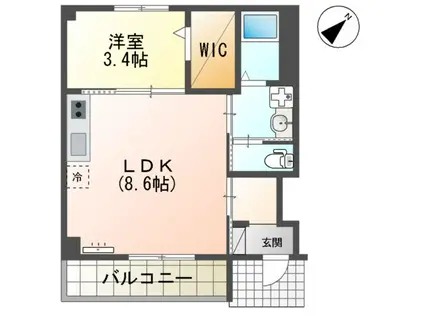 オレンジクレスト(1LDK/1階)の間取り写真