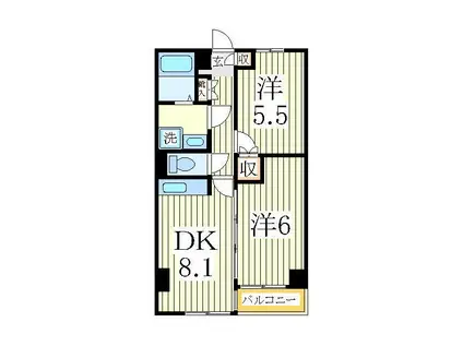 ユニパリス柏駅前(2DK/6階)の間取り写真