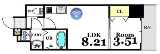 S-RESIDENCE観音公園ALORIA(1LDK/11階)の間取り写真