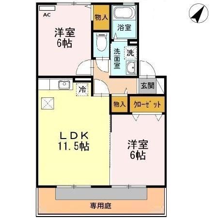 ボヌールC(2LDK/1階)の間取り写真