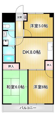 森ハイツ(3DK/3階)の間取り写真