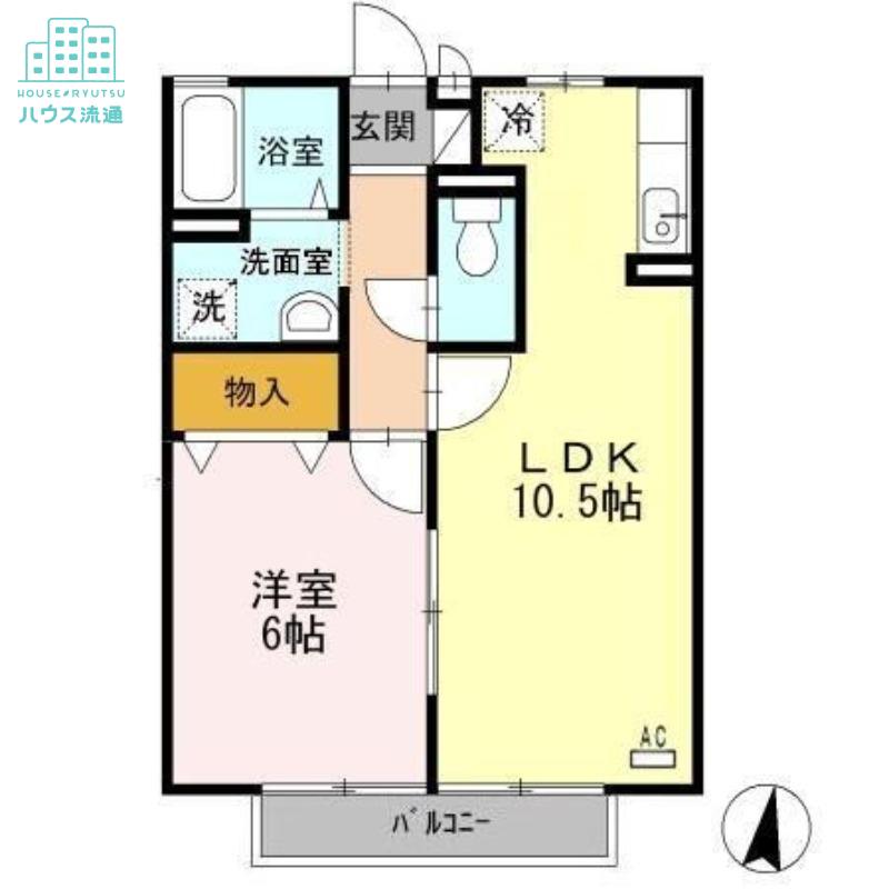 リベリュール富の原III(1LDK/1階)の間取り写真