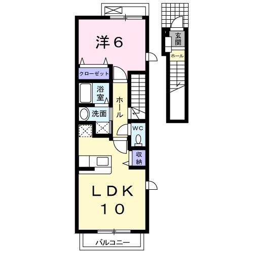 ノーブル・フォーシーズンA(1LDK/2階)の間取り写真