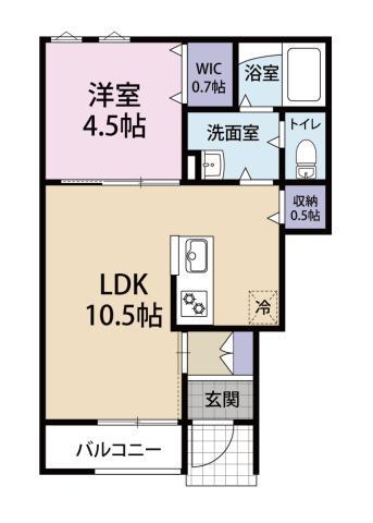 シティハイツヤマフジII(1LDK/1階)の間取り写真