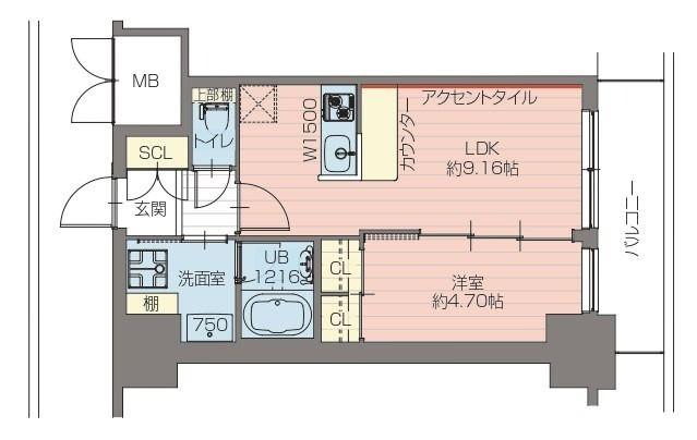プレジオ恵美須2-8F(1LDK/2階)の間取り写真