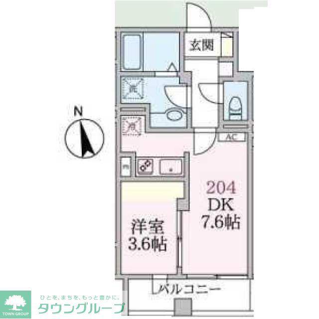 アローマ王子本町(1DK/2階)の間取り写真