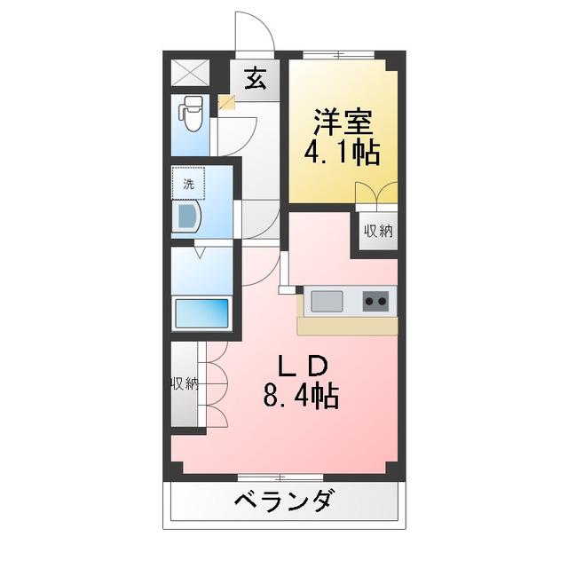 フルスパッセンA(1LDK/1階)の間取り写真