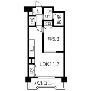 ミーティア(1LDK/2階)の間取り写真