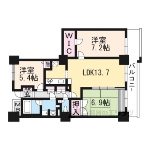 ウイングビュー(3LDK/25階)の間取り写真