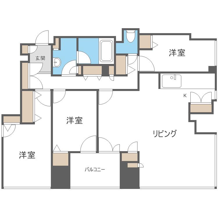 シティタワー札幌大通(3LDK/21階)の間取り写真