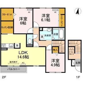 ヴェルジェ A(3LDK/2階)の間取り写真