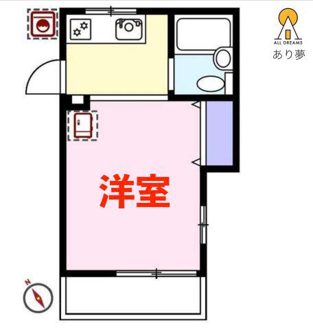 鎌谷町パレスII(ワンルーム/2階)の間取り写真