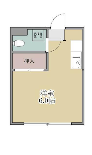 宮ノ下ハイツ(1K/3階)の間取り写真