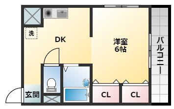 ファニーコートS(1DK/3階)の間取り写真