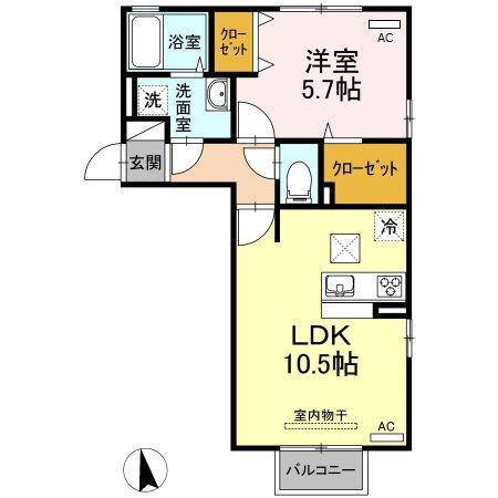 アーバンコートII(1LDK/2階)の間取り写真