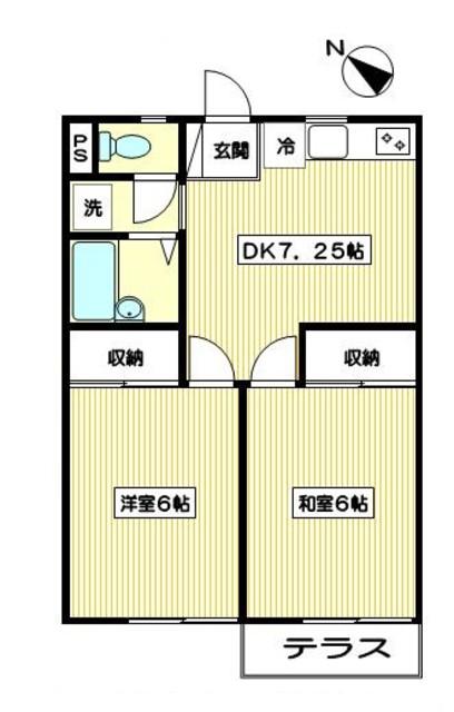 シャトー向(2DK/1階)の間取り写真