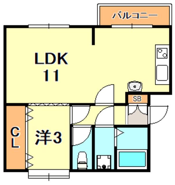 西舞マンション(1LDK/2階)の間取り写真