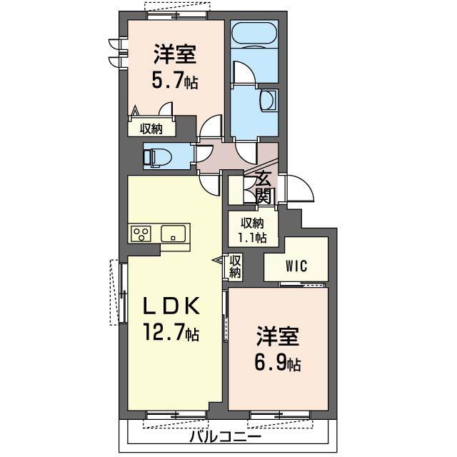 グレイス ソフィア(2SLDK/1階)の間取り写真