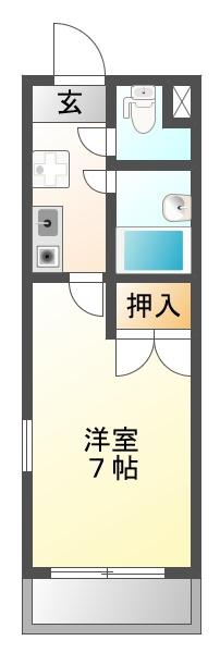 ウィット南塚口(1K/3階)の間取り写真