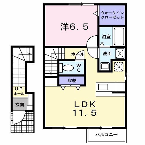 グリーンヒルほたるA(1LDK/2階)の間取り写真