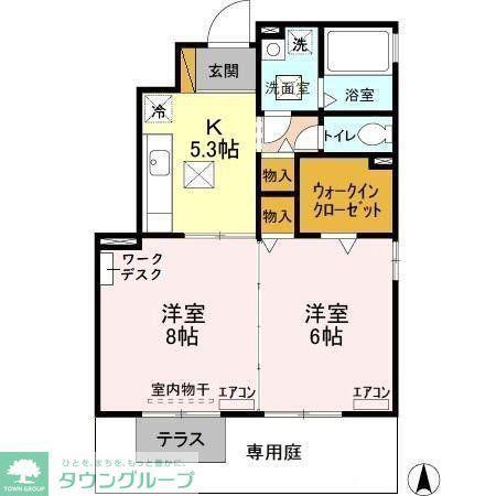 グリーンヴィラカラビナN(2K/1階)の間取り写真