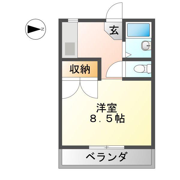 コーポ能勢(1K/2階)の間取り写真