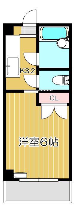 ドウエル小川(1K/3階)の間取り写真