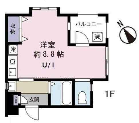 VERDE(ワンルーム/1階)の間取り写真