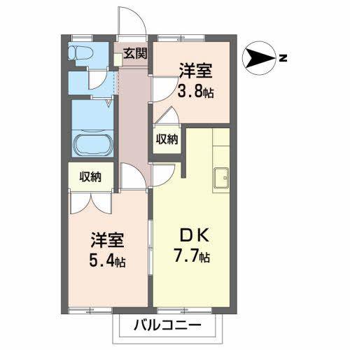 フレグランス菜恵A(2DK/1階)の間取り写真