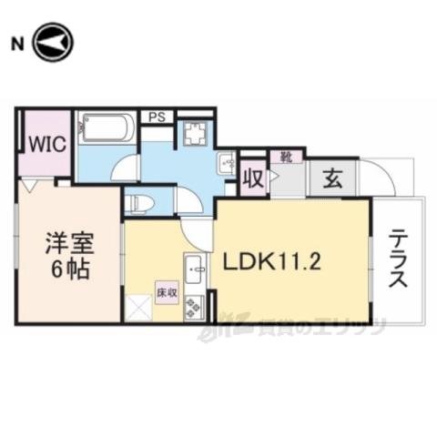 エクセレント カーサⅢ B棟(1LDK/1階)の間取り写真