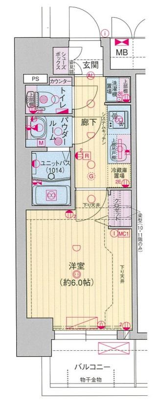 プレサンス野江内代ペルティエ(1K/2階)の間取り写真