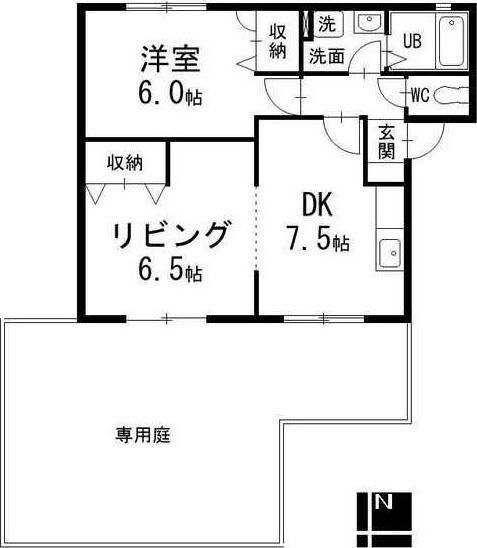 ヴェルディール(1LDK/1階)の間取り写真