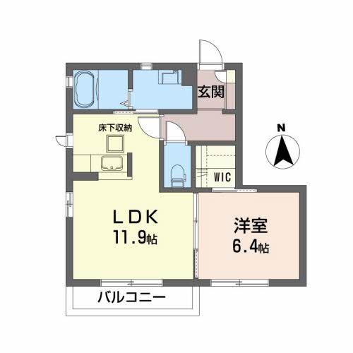 イノセントS II(1LDK/1階)の間取り写真
